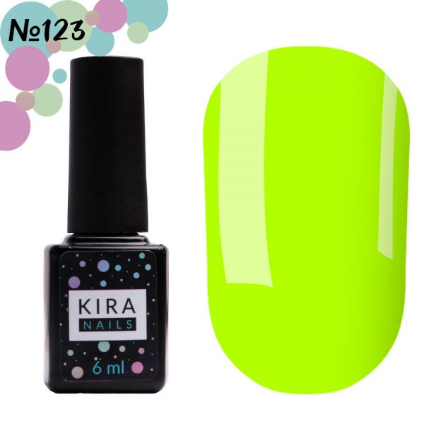 Gel polish Kira Nails №123, (light green, neon) 6ml