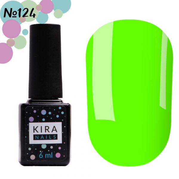 Gel polish Kira Nails №124, (light green, neon) 6ml