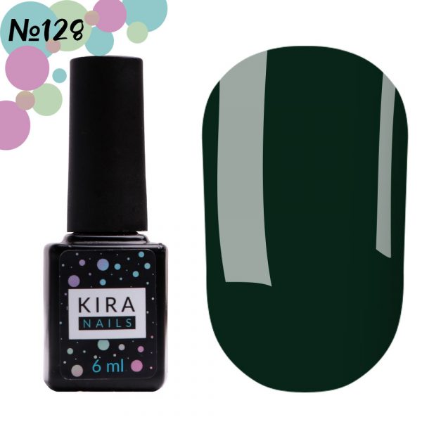 Gel polish Kira Nails №128, (dark green, enamel) 6ml