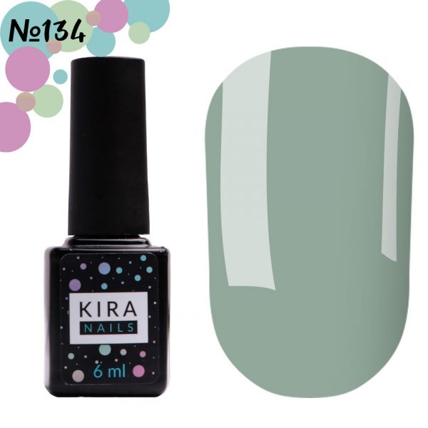 Gel polish Kira Nails №134, (green-gray, enamel) 6 ml