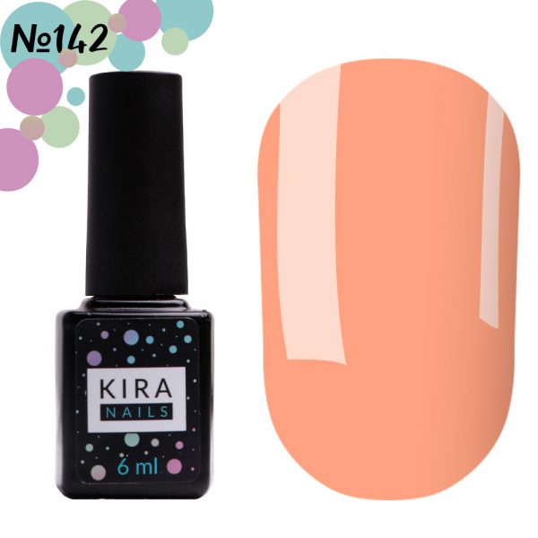 Gel polish Kira Nails №142, (peach-pink, enamel) 6 ml