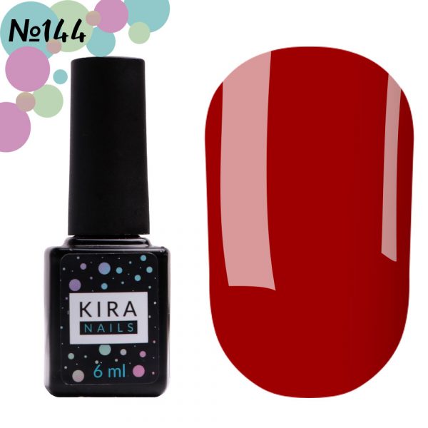 Gel polish Kira Nails №144, (saturated red, enamel) 6 ml