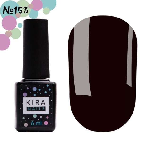 Gel polish Kira Nails №153, (dark eggplant, enamel) 6 ml