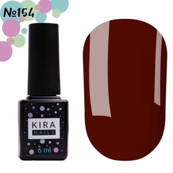 Gel polish Kira Nails №154, (dark brown, enamel) 6 ml