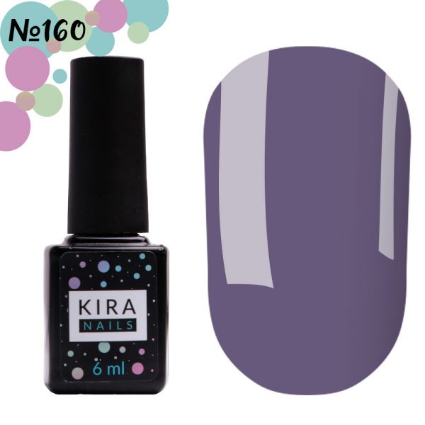 Gel polish Kira Nails №160, (gray-blue, enamel) 6 ml