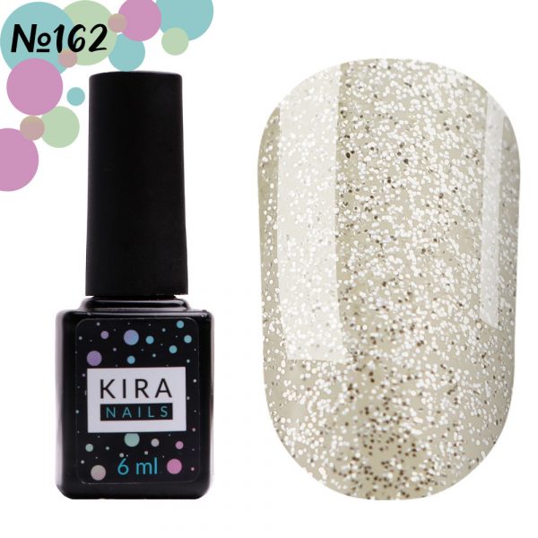 Gel polish Kira Nails №162, (gold with silver sequins, enamel) 6 ml