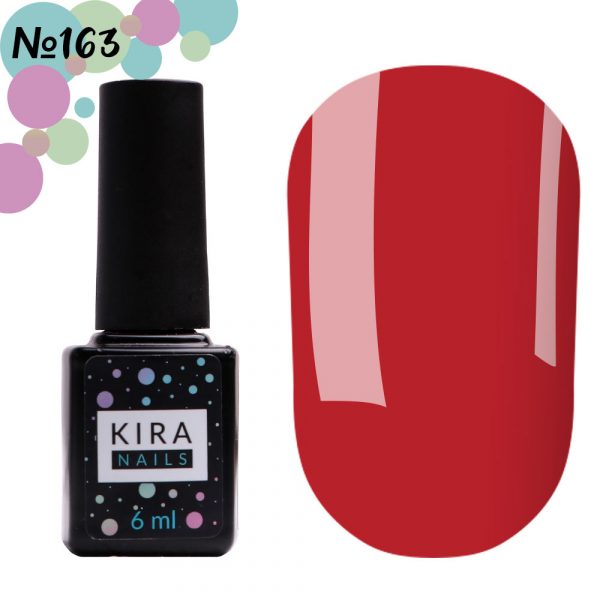Gel polish Kira Nails №163, (red hot rose, enamel) 6 ml