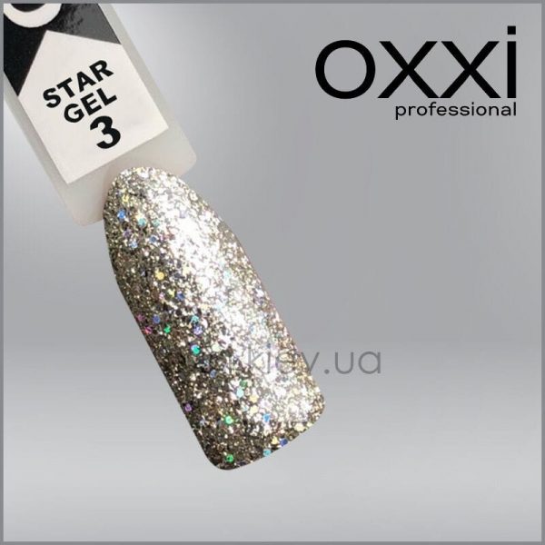 Гель-лак Oxxi Star Gel 3 сріблястий, глітерний, 10мл