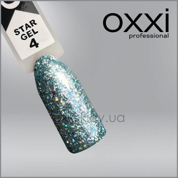Гель-лак Oxxi Star Gel 4 м'ятний, глітерний, 10мл