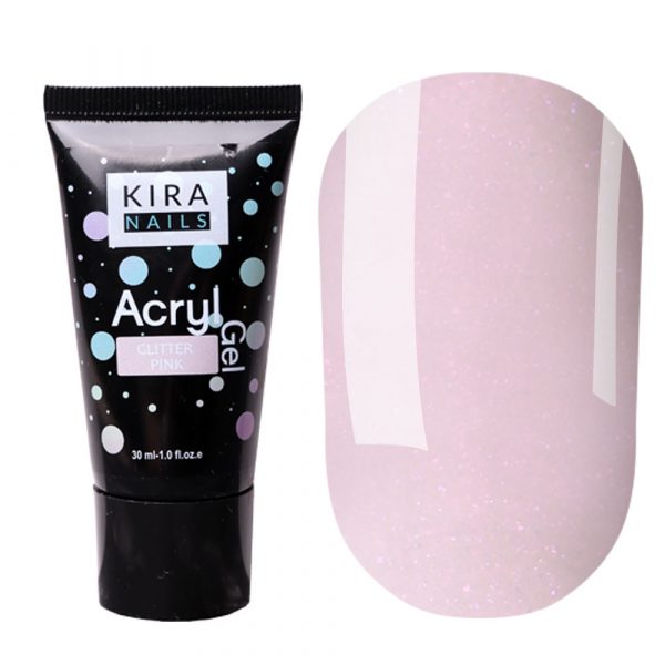 Kira Nails Acryl Gel Glitter Pink, 30 ml - אקריל ג'ל גליטר ורוד