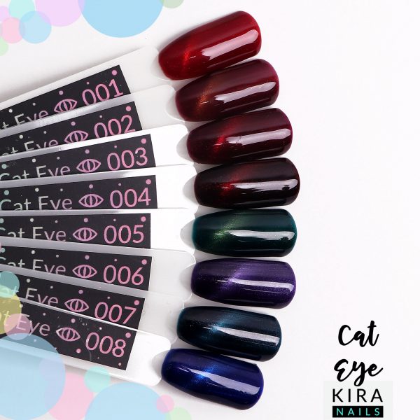 Gel polish Kira Nails Cat Eye №005 (blue green, magnetic), 6 ml - עין החתול 005 - Image 3