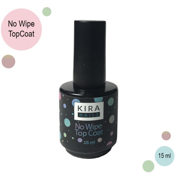 Kira Nails  No wipe Top Coat, 15 ml - טופ ללא נטרול 15 מל