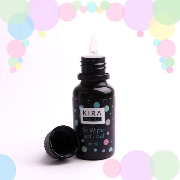 Kira Nails No wipe Glass Top Coat, 30 ml - טופ ללא נטרול 30 מל (מילוי) - Image 2