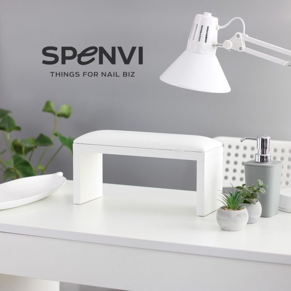 משענת יד למניקור עם מקום למנורה - לבן - SPENVI - Armrest for manicure on white legs White - Image 4