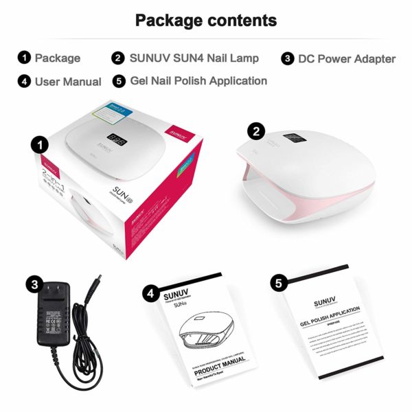 SUNUV - SUN4S 48W Smart UV LED Nail Lamp white/black (Original) מכונת ייבוש סאן 4  צבע לבן שחור - Image 2