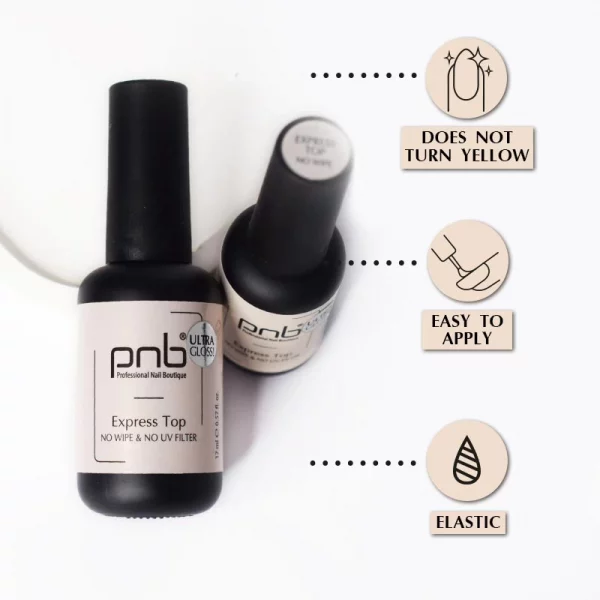 PNB - Express-Top without sticky layer PNB 17 ml / UV / LED Express Top PNB - טופ ללא נטרול - 17 מל - Image 2