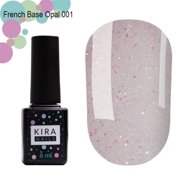 Kira Nails - french base opal 6 ml - 001.  - בייס פרנץ אופל  6 מל 001