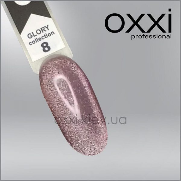 Гель-лак Glory Oxxi 8 м'який рожевий з шиммером, магнітний, 10мл