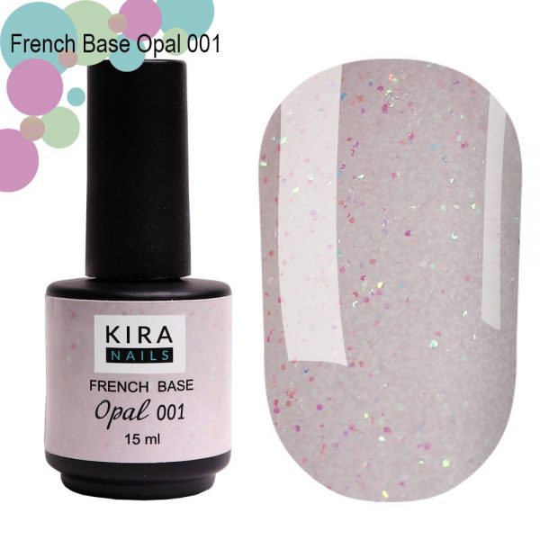 Kira Nails - french base opal - 15 ml - 001.  - בייס פרנץ' אופל - 15 מל 001