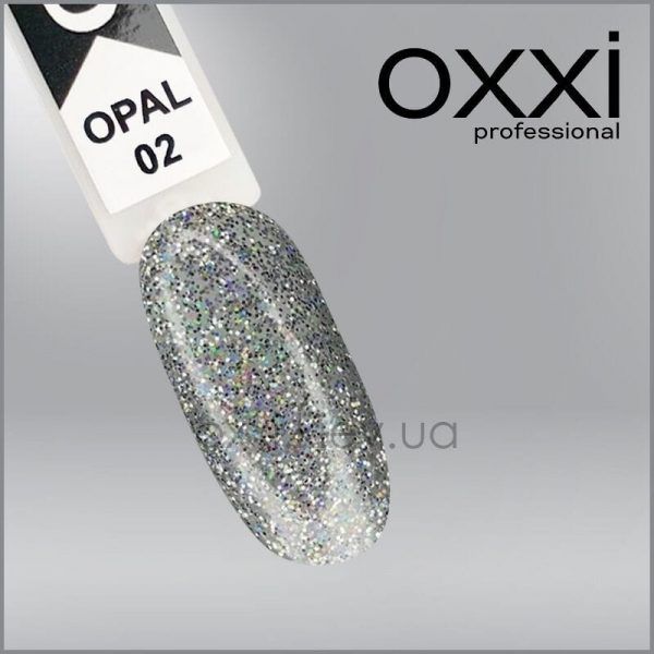 Гель-лак Opal Oxxi 2 срібний з різнобарвними блискітками, 10мл