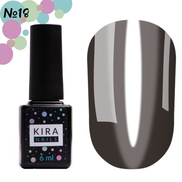 Gel polish Kira Nails Vitrage № V18 (black, stained glass), 6 ml