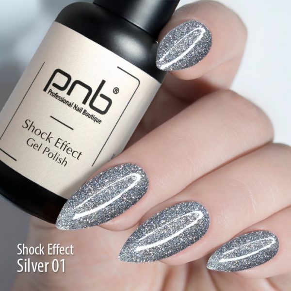 PNB - Gel polish PNB 8ml - Shock Effect, Silver 01 - אפקט שוק - 01 - Image 3