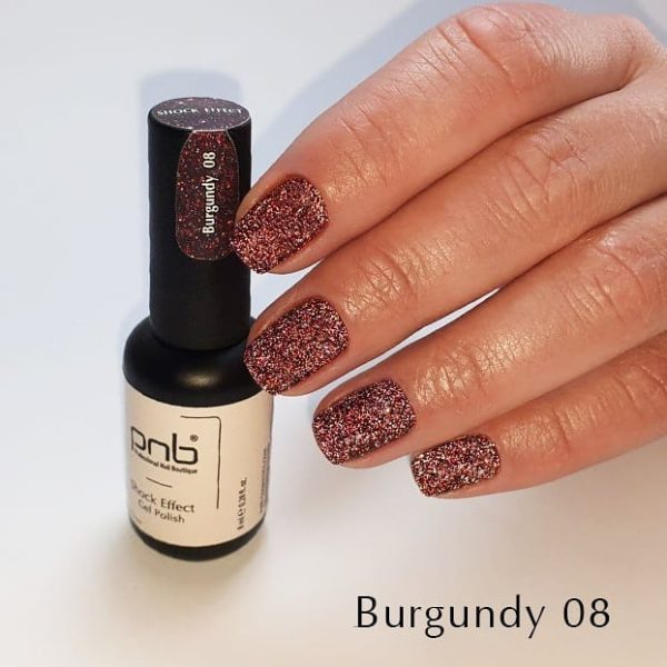 PNB - Gel polish PNB 8ml - Shock Effect, Burgundy 08 - אפקט שוק - 08 - Image 4