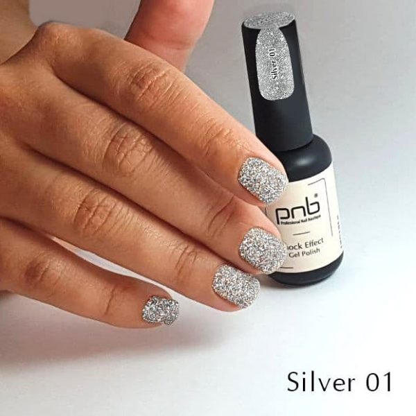 PNB - Gel polish PNB 8ml - Shock Effect, Silver 01 - אפקט שוק - 01 - Image 4