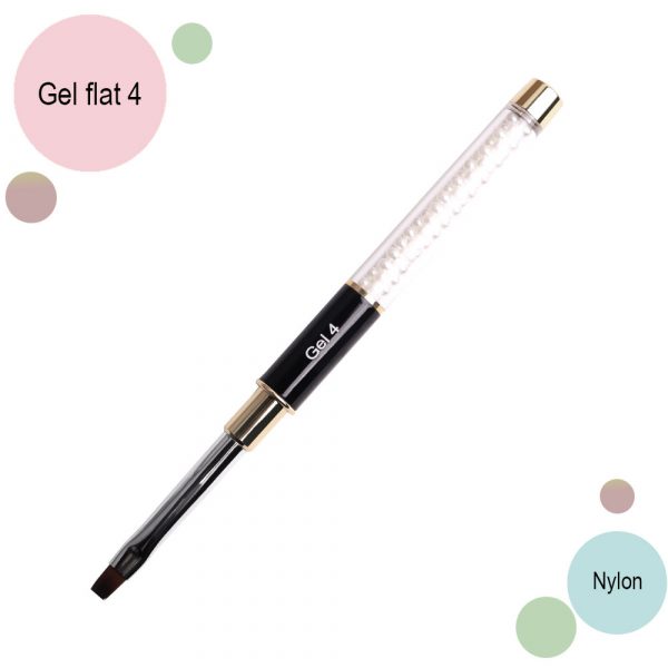 Kira Nails - Brush for  Gel flat 4 gel (Nylon) - מברשת ג'ל ישרה 04