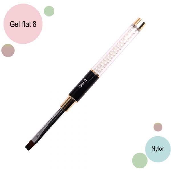 Kira Nails - Brush for  Gel flat 8 gel (Nylon) - מברשת ג'ל ישרה 08