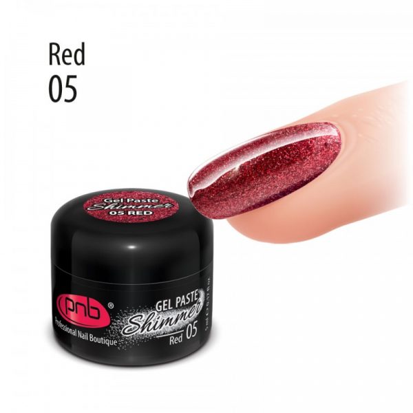 PNB -  Gel paste with shimmer PNB 05 red - ג'ל פאסטה עם שימר 05 - Image 2