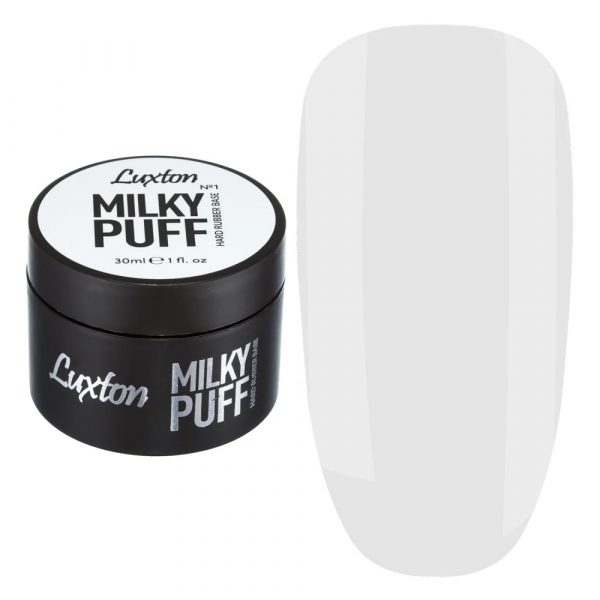 LUXTON -  MILKY PUFF CAMOUFLAGE RUBBER BASE, 30 ML  no.01 - כאבר בייס לוקסטון - חלבי 30 מל