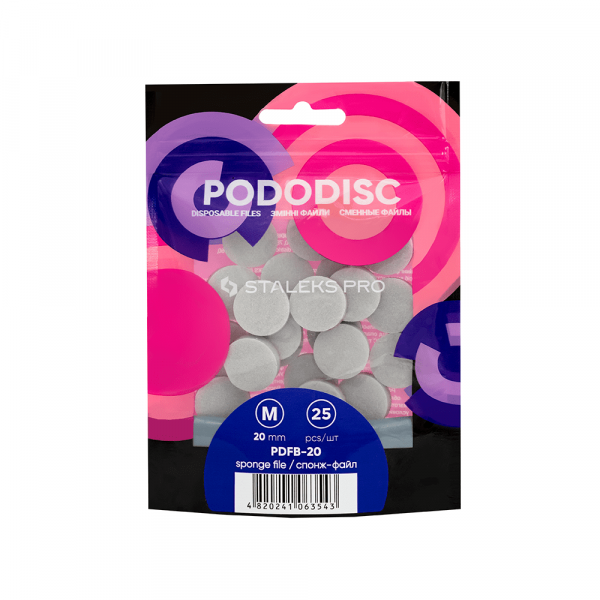 STALEKS PRO - SPONGE FILE POLISHER FOR PEDICURE DISC PODODISC M 25 PCS PDFB-20 -  ספוגים במדבקה לראש שיוף סטאלקס M (25 יחידות)