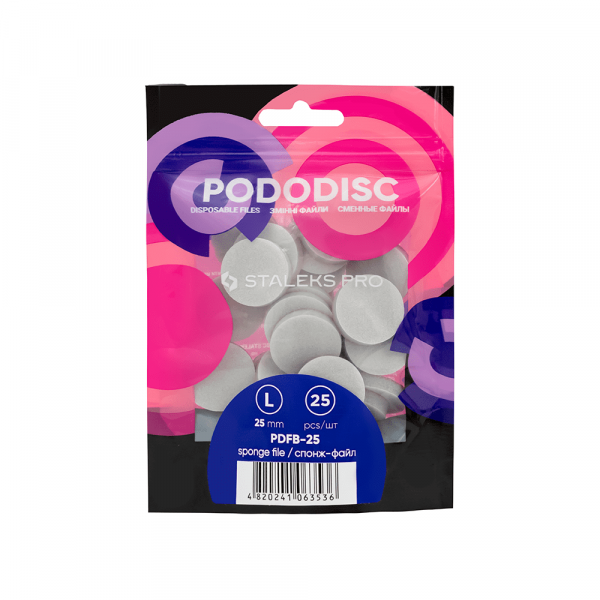 STALEKS - SPONGE FILE POLISHER FOR PEDICURE DISC PODODISC L 25 PCS PDFB-25 - ספוגים במדבקה לראש שיוף סטאלקס L (25 יחידות)