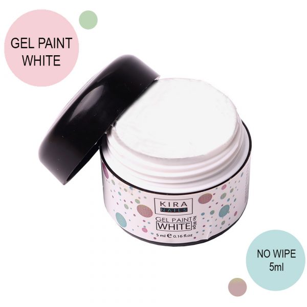 Kira Nails - Gel paint  No Wipe, White, 5 ml - ג'ל ציור - לבן - ללא נטרול 5 מל