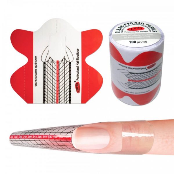 PNB - Forms for modeling transparent (PVC-plastic) / Clear-Pro Nail Forms PNB - טיפסים לבנייה שקוף 100 יחידות