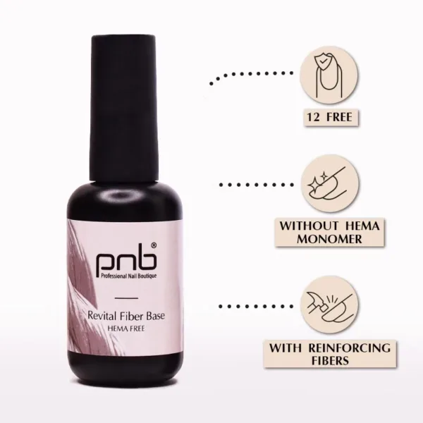 PNB - Revital Base with nylon fibers Fiber Base Hema free , Floral Nude, 8 ml - פייבר בייס - בסיס עם סיבים - ניוד פרחוני 8 מל - Image 3