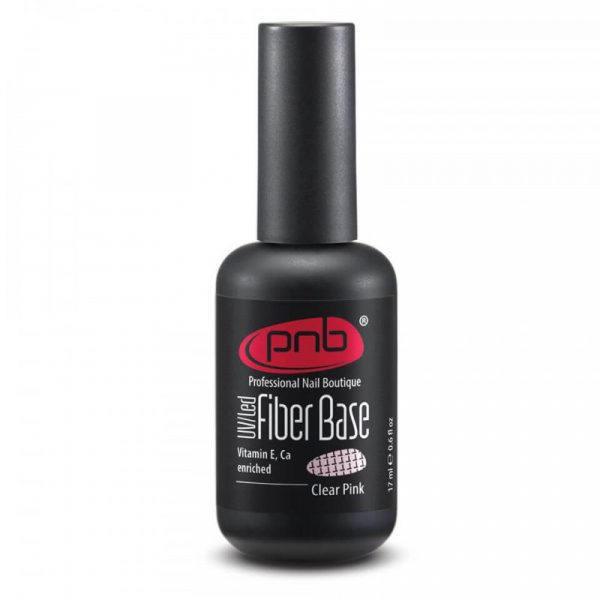 PNB - Base with nylon fibers Fiber Base , clear pink, 17 ml - פייבר בייס - בסיס עם סיבים - ורוד שקוף 17 מל