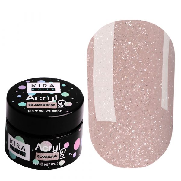 Kira Nails - Acryl Gel - Glamor 02 15 gr - אקריל ג'ל נוצץ 02 - קופסא 15 מל