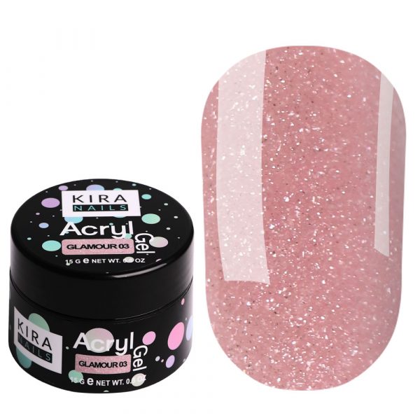 Kira Nails - Acryl Gel - Glamor 03 15 gr - אקריל ג'ל נוצץ 03 - קופסא 15 מל