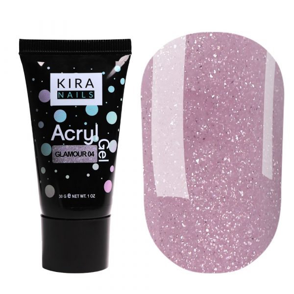Kira Nails - Acryl Gel - Glamor 04 30 gr - אקריל ג'ל נוצץ 04 - שפורפרת 30 מל