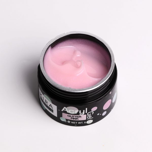 Kira Nails  - Acryl Gel - Glitter Pink 15 gr - אקריל ג'ל ורוד גליטר קופסא 15 מל - Image 2