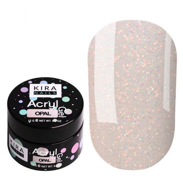 Kira Nails  - Acryl Gel - Opal 15 gr - אקריל ג'ל אופל גליטר קופסא 15 מל