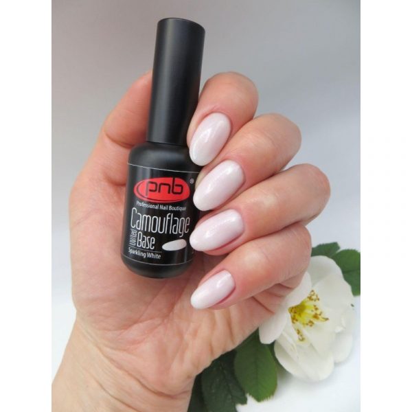 PNB - Camouflage rubber base, 17 ml, sparkling white - כאבר בייס 17 מל - לבן נוצץ - Image 3
