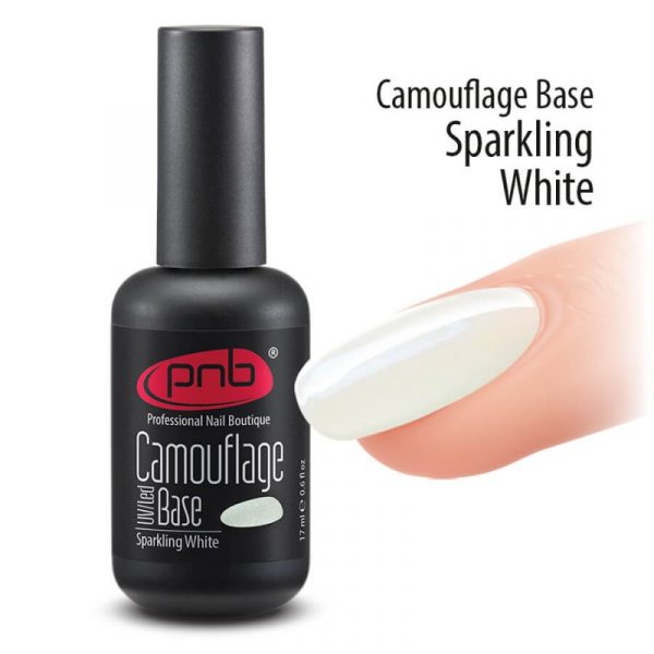 PNB - Camouflage rubber base, 17 ml, sparkling white - כאבר בייס 17 מל - לבן נוצץ