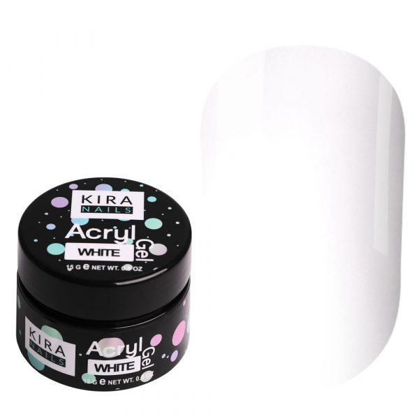 Kira Nails  - Acryl Gel - White 15 gr - אקריל ג'ל לבן קופסא 15 מל