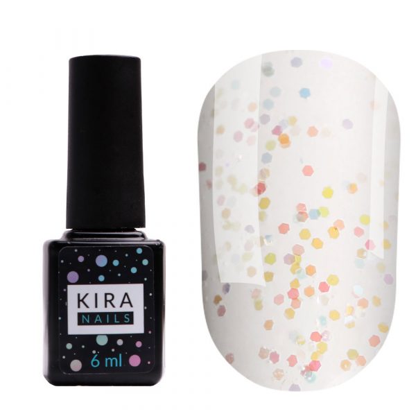 Kira Nails - No Wipe Top Reflex with holographic crumb, 6 ml - טופ רפלקס הולוגרפי ללא נטרול 6 מל - Image 2