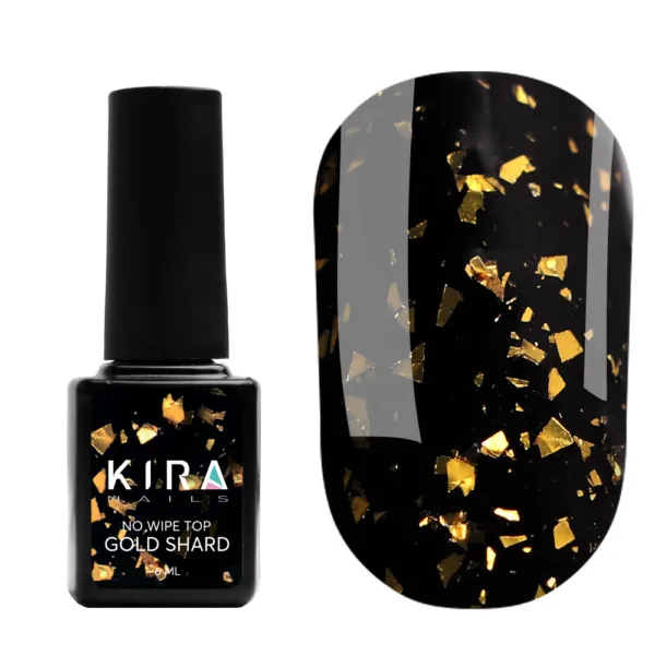Kira Nails - No Wipe Top Gold Shard 6 ml - טופ חרס ללא נטרול 6 מל