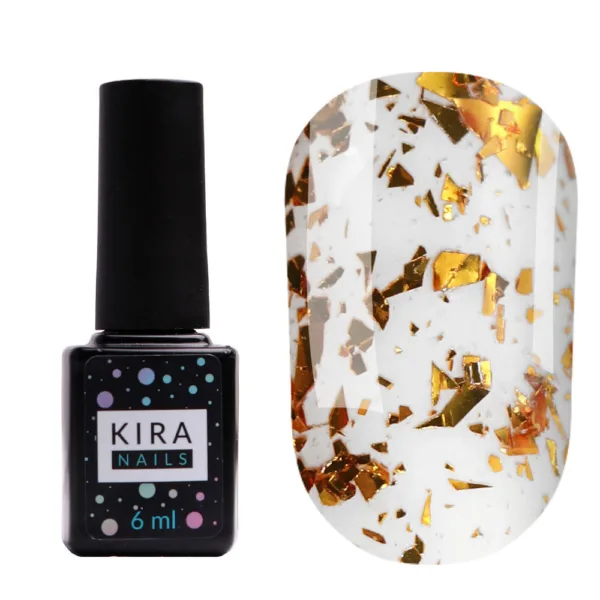 Kira Nails - No Wipe Top Gold Shard 6 ml - טופ חרס ללא נטרול 6 מל - Image 2