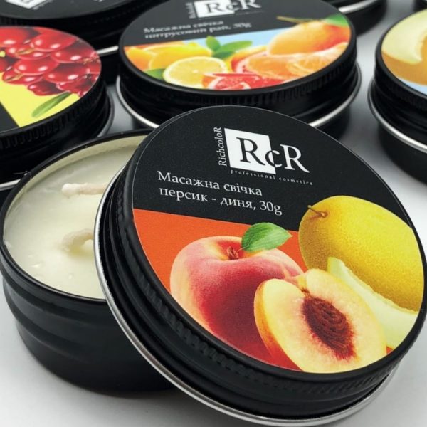 Richcolor  - Peach-Melon massage candle, 30 g - נר עיסוי מלון - אפרסק, 30 גרם - Image 2